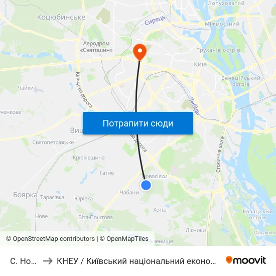 С. Новосілки to КНЕУ / Київський національний економічний університет ім. В. Гетьмана map