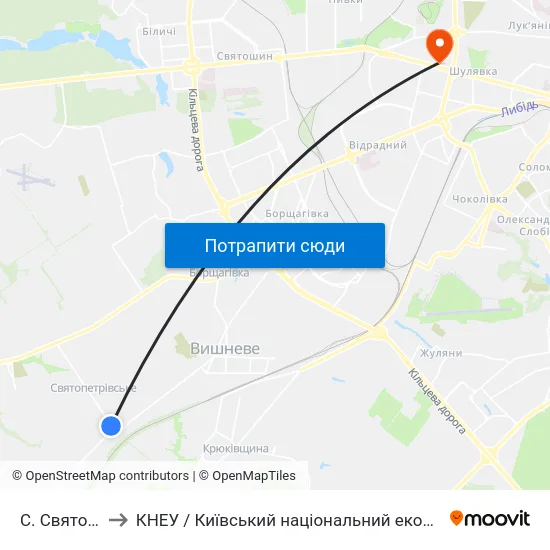 С. Святопетрівське to КНЕУ / Київський національний економічний університет ім. В. Гетьмана map