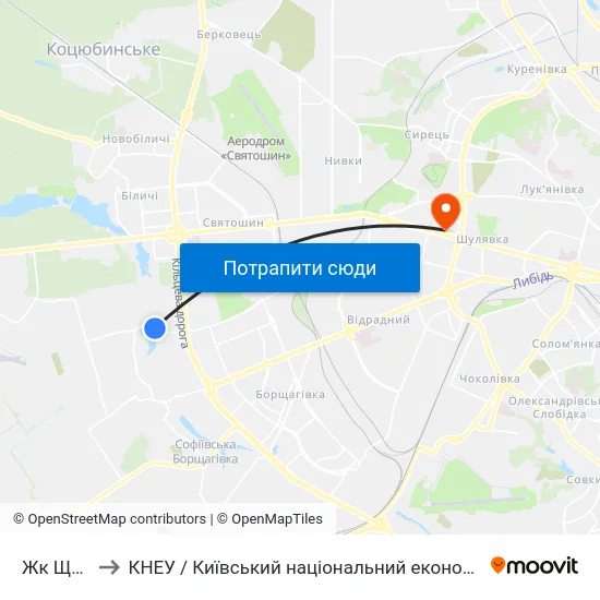 Жк Щасливий to КНЕУ / Київський національний економічний університет ім. В. Гетьмана map