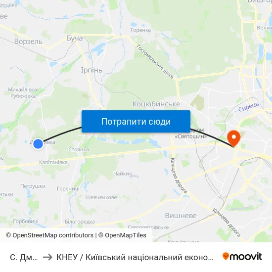 С. Дмитрівка to КНЕУ / Київський національний економічний університет ім. В. Гетьмана map