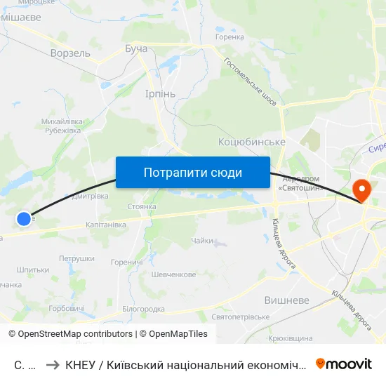 С. Лісне to КНЕУ / Київський національний економічний університет ім. В. Гетьмана map