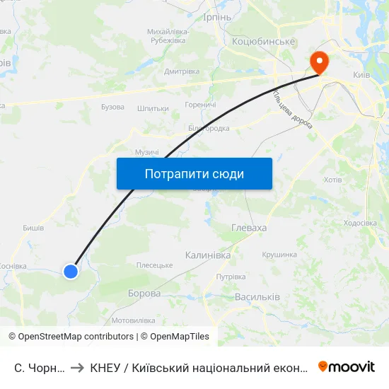 С. Чорногородка to КНЕУ / Київський національний економічний університет ім. В. Гетьмана map