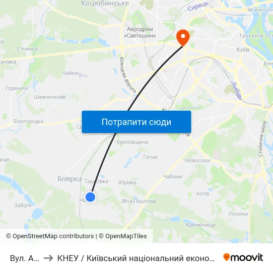 Вул. Амосова to КНЕУ / Київський національний економічний університет ім. В. Гетьмана map