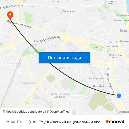 Ст. М. Палац Україна to КНЕУ / Київський національний економічний університет ім. В. Гетьмана map