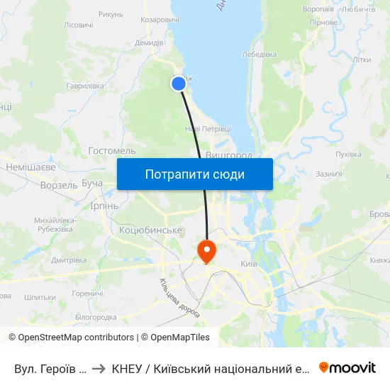 Вул. Героїв Небесної Сотні to КНЕУ / Київський національний економічний університет ім. В. Гетьмана map