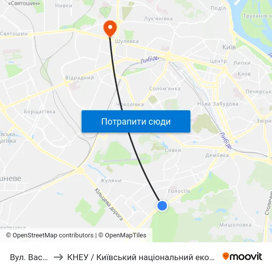 Вул. Васильківська to КНЕУ / Київський національний економічний університет ім. В. Гетьмана map