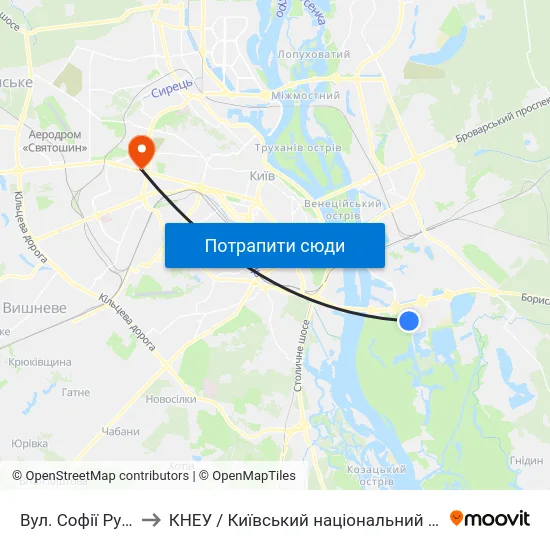 Вул. Софії Русової (На Вимогу) to КНЕУ / Київський національний економічний університет ім. В. Гетьмана map