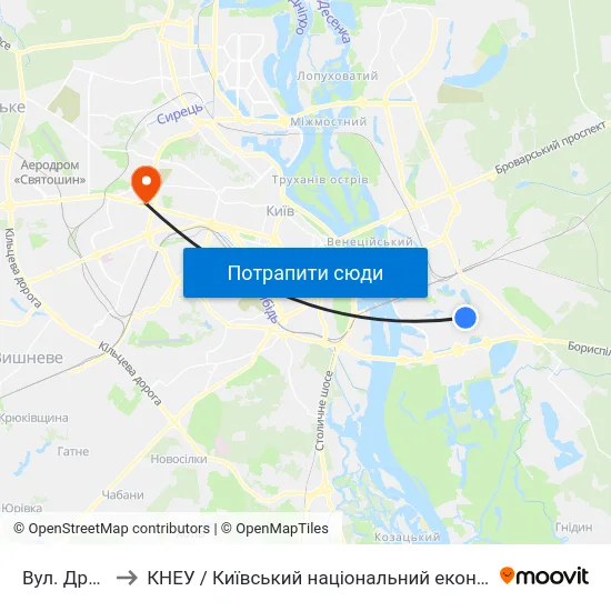 Вул. Драгоманова to КНЕУ / Київський національний економічний університет ім. В. Гетьмана map