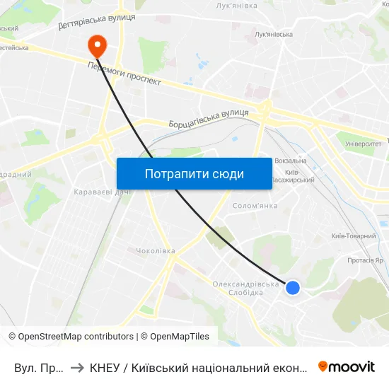 Вул. Протасів Яр to КНЕУ / Київський національний економічний університет ім. В. Гетьмана map