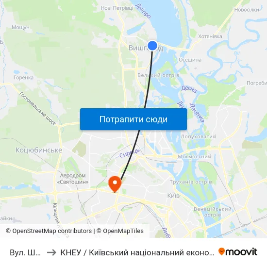 Вул. Шолуденка to КНЕУ / Київський національний економічний університет ім. В. Гетьмана map