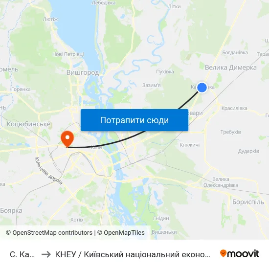 С. Калинівка to КНЕУ / Київський національний економічний університет ім. В. Гетьмана map