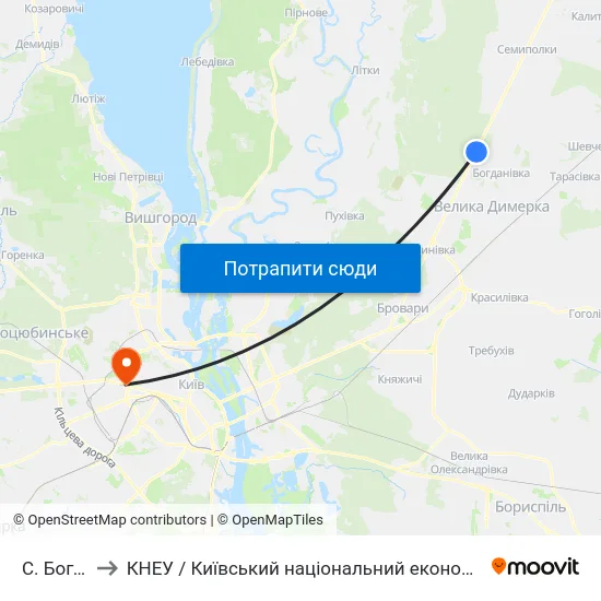 С. Богданівка to КНЕУ / Київський національний економічний університет ім. В. Гетьмана map