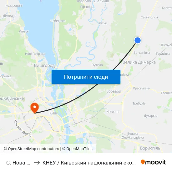 С. Нова Богданівка to КНЕУ / Київський національний економічний університет ім. В. Гетьмана map