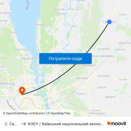 С. Семиполки to КНЕУ / Київський національний економічний університет ім. В. Гетьмана map