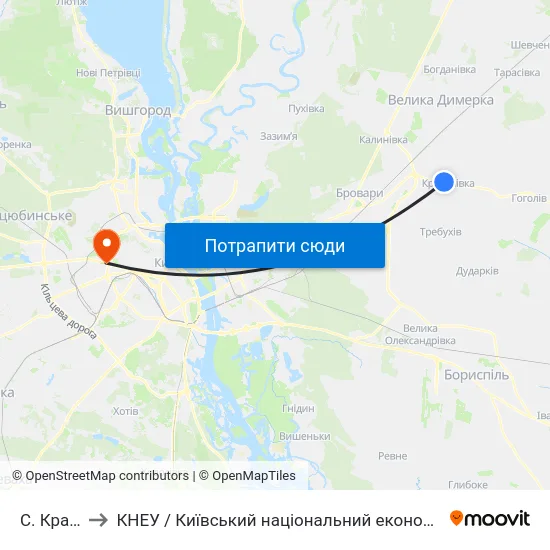 С. Красилівка to КНЕУ / Київський національний економічний університет ім. В. Гетьмана map