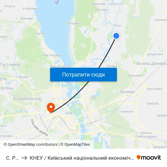 С. Рожни to КНЕУ / Київський національний економічний університет ім. В. Гетьмана map