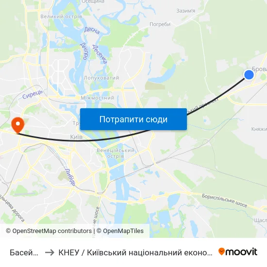 Басейн Купава to КНЕУ / Київський національний економічний університет ім. В. Гетьмана map