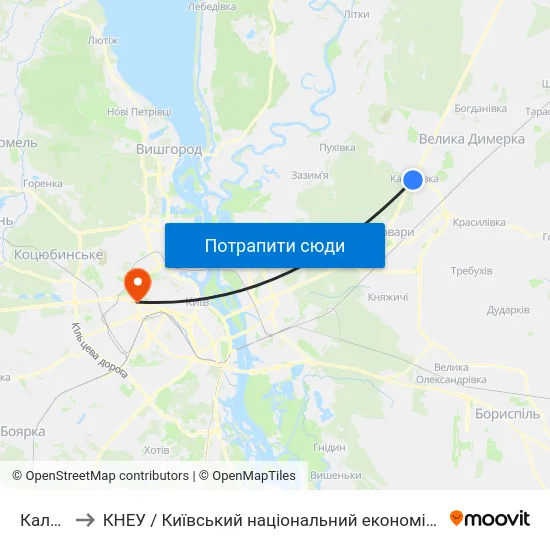 Калинівка to КНЕУ / Київський національний економічний університет ім. В. Гетьмана map