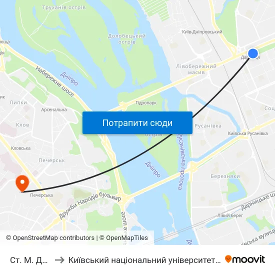 Ст. М. Дарниця to Київський національний університет культури і мистецтв map
