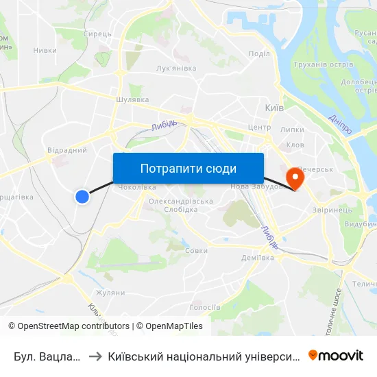 Бул. Вацлава Гавела to Київський національний університет культури і мистецтв map