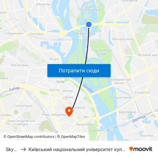 Skymall to Київський національний університет культури і мистецтв map