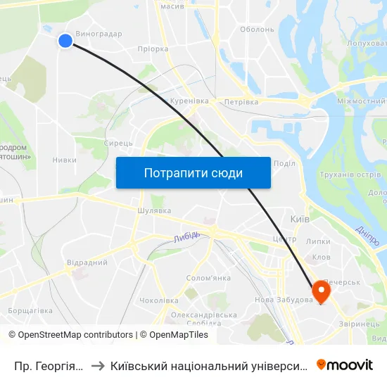 Пр. Георгія Ґонґадзе to Київський національний університет культури і мистецтв map
