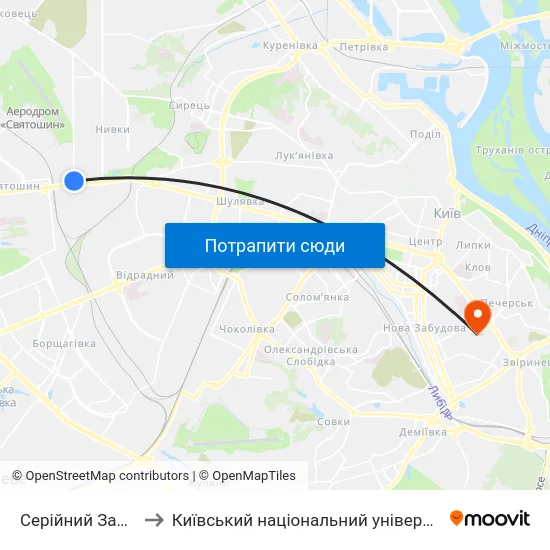 Серійний Завод Антонов to Київський національний університет культури і мистецтв map