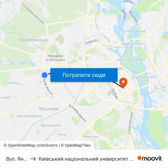 Вул. Янтарна to Київський національний університет культури і мистецтв map