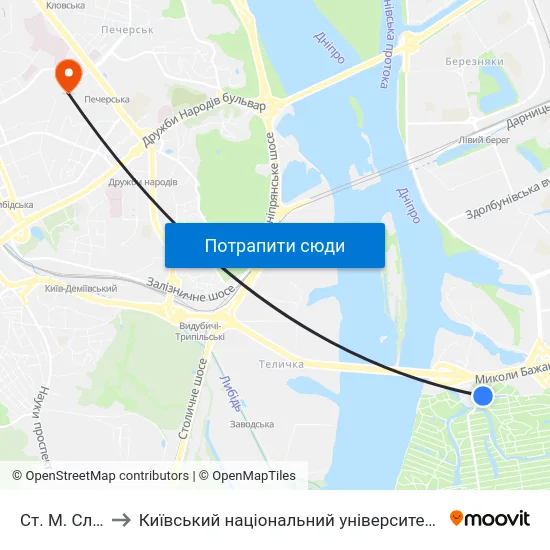 Ст. М. Славутич to Київський національний університет культури і мистецтв map