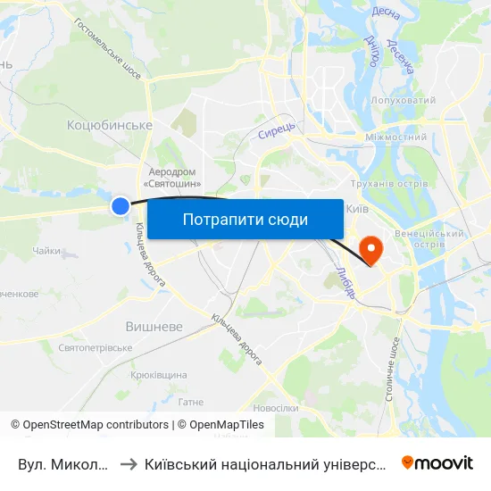 Вул. Миколи Ушакова to Київський національний університет культури і мистецтв map