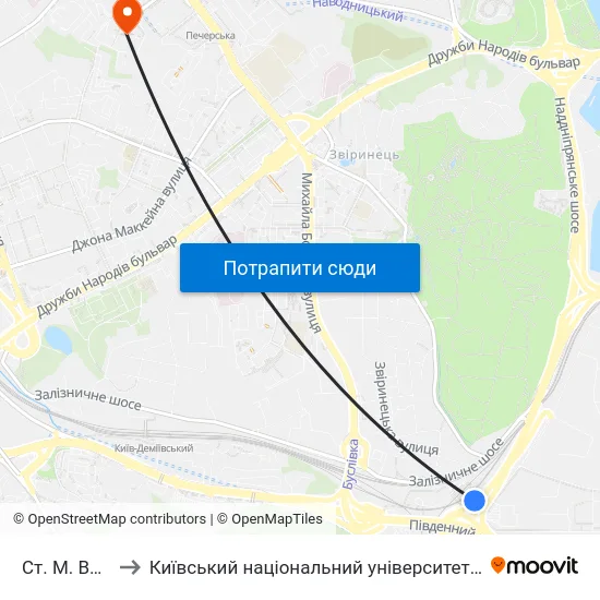 Ст. М. Видубичі to Київський національний університет культури і мистецтв map