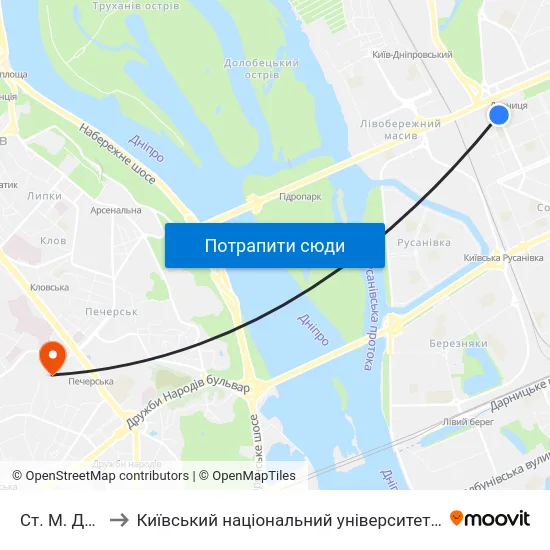 Ст. М. Дарниця to Київський національний університет культури і мистецтв map