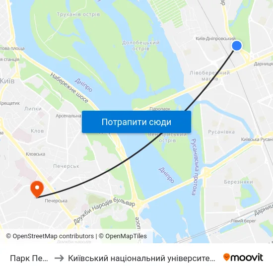 Парк Перемога to Київський національний університет культури і мистецтв map