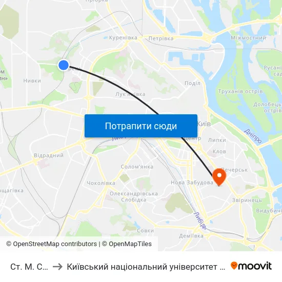 Ст. М. Сирець to Київський національний університет культури і мистецтв map