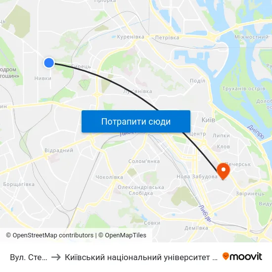 Вул. Стеценка to Київський національний університет культури і мистецтв map