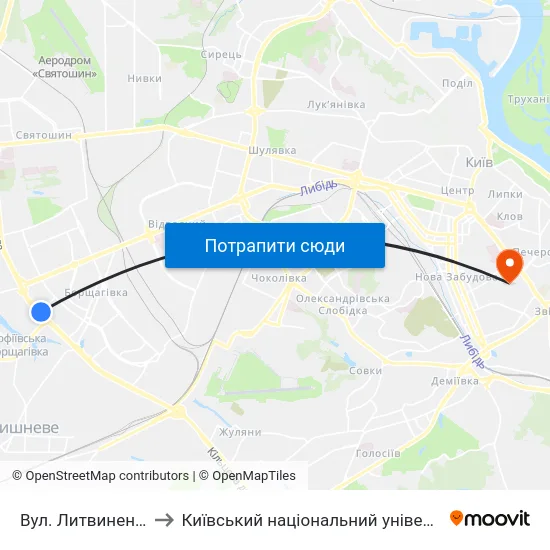 Вул. Литвиненко-Вольгемут to Київський національний університет культури і мистецтв map