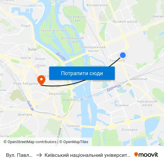 Вул. Павла Усенка to Київський національний університет культури і мистецтв map