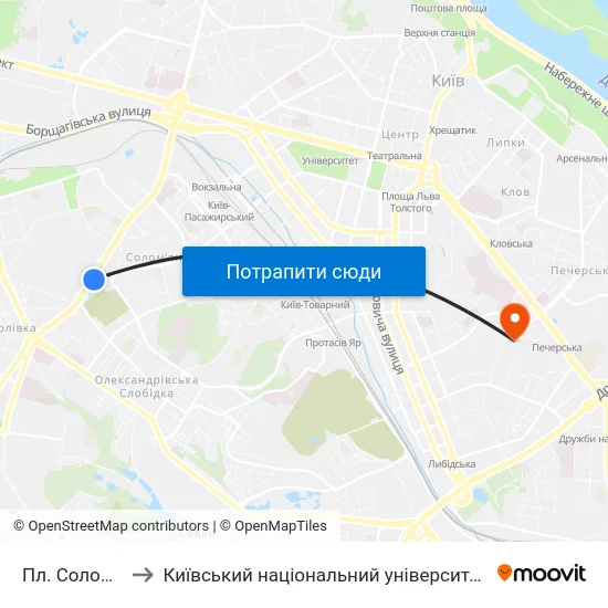 Пл. Солом'Янська to Київський національний університет культури і мистецтв map