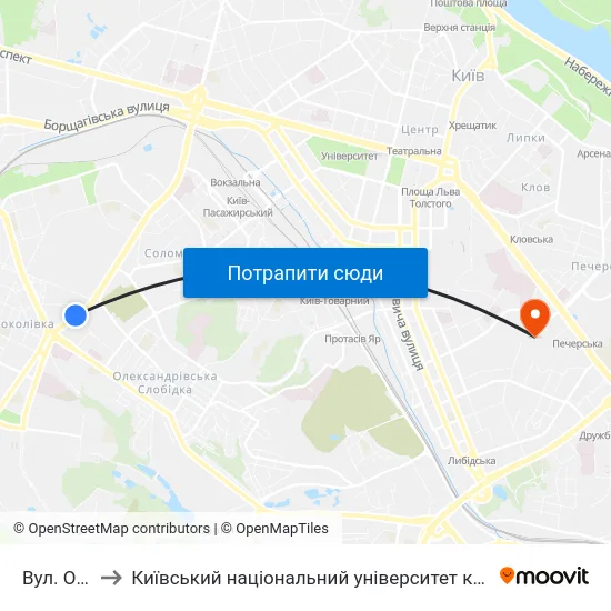 Вул. Освіти to Київський національний університет культури і мистецтв map