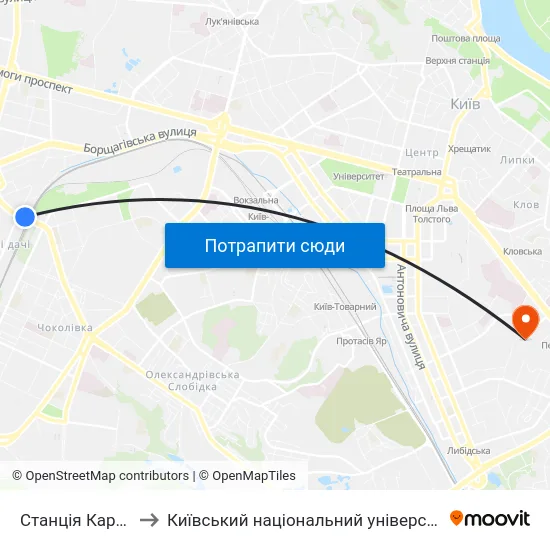 Станція Караваєвi Дачі to Київський національний університет культури і мистецтв map