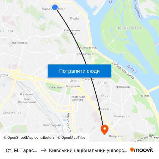 Ст. М. Тараса Шевченка to Київський національний університет культури і мистецтв map