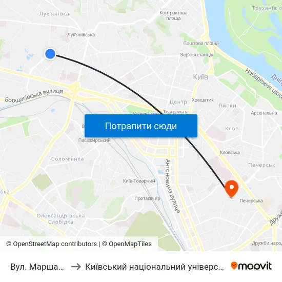 Вул. Маршала Рибалка to Київський національний університет культури і мистецтв map