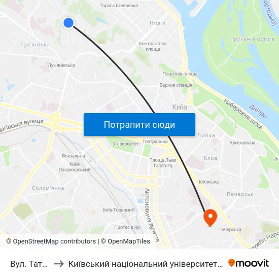 Вул. Татарська to Київський національний університет культури і мистецтв map