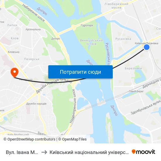 Вул. Івана Миколайчука to Київський національний університет культури і мистецтв map