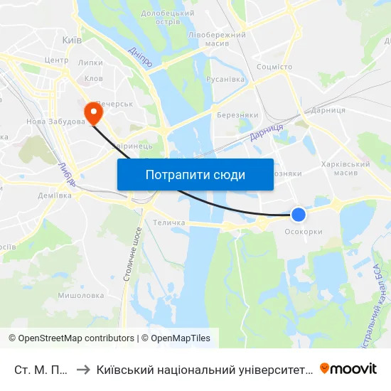 Ст. М. Позняки to Київський національний університет культури і мистецтв map