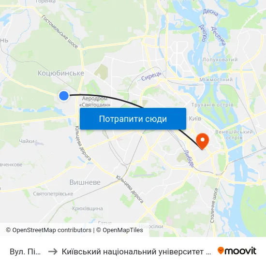 Вул. Підлісна to Київський національний університет культури і мистецтв map