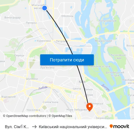 Вул. Сім'Ї Кульженків to Київський національний університет культури і мистецтв map