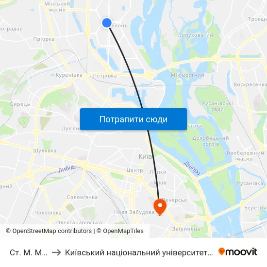 Ст. М. Мінська to Київський національний університет культури і мистецтв map