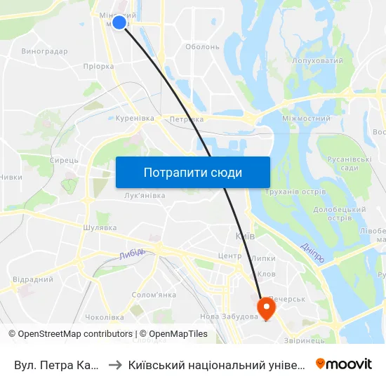 Вул. Петра Калнишевського to Київський національний університет культури і мистецтв map