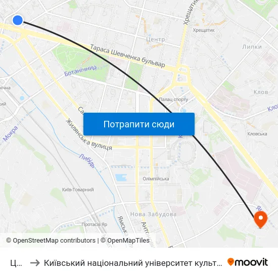 Цирк to Київський національний університет культури і мистецтв map